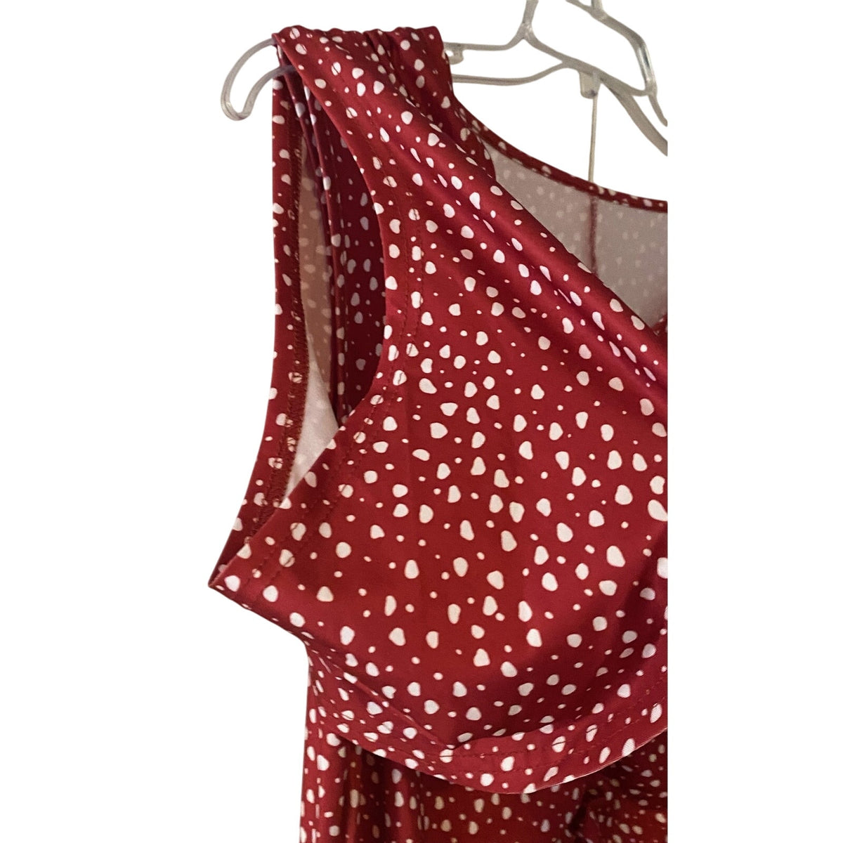 NWT ~ Red & White Ruched Front Dress ~ Open Drape Sleeveless Sleeves ~ Plus XXL