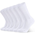 NWT ~ 6 Pairs White Cotton Men's Athletic Cushioned Crew Socks ~ MEDIUM
