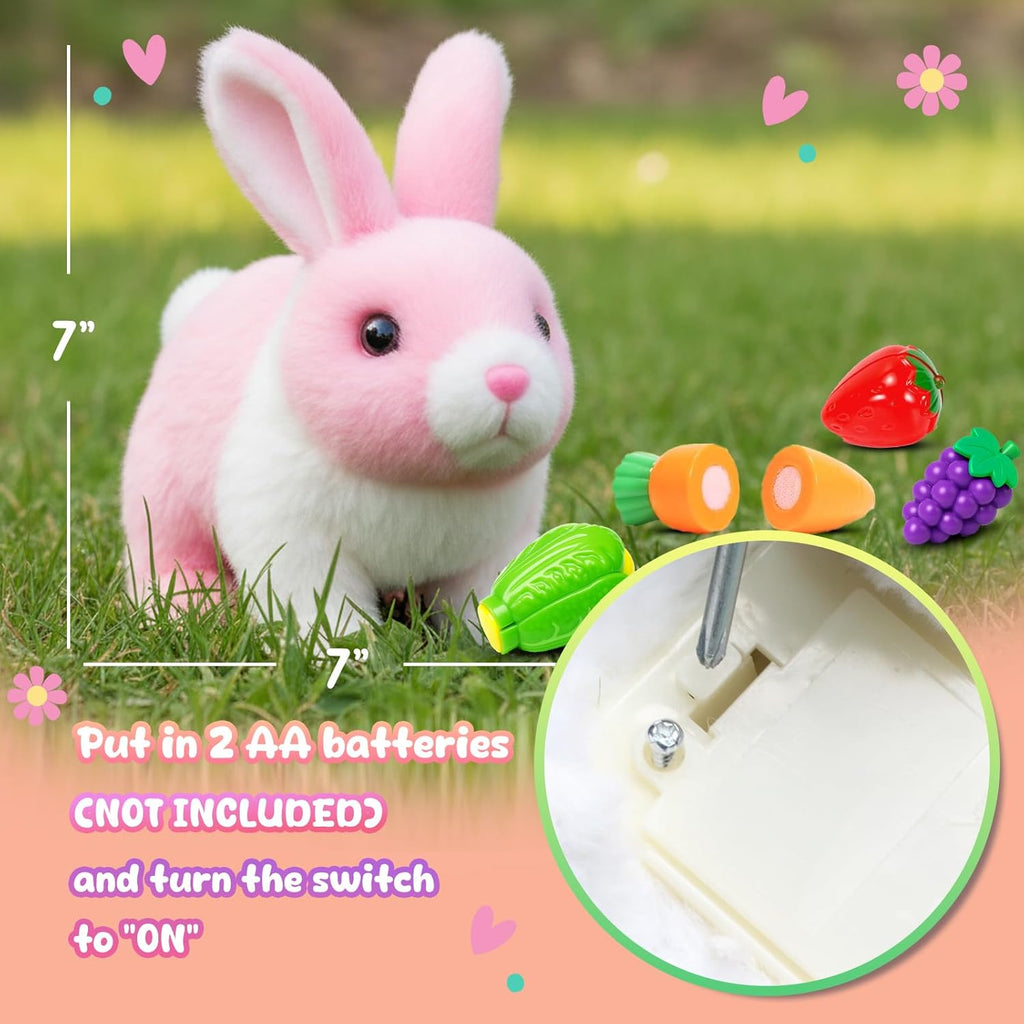 BRAND NEW ~ 7" Walking Rabbit Interactive Electronic Hopping Pet Plush Bunny Toy