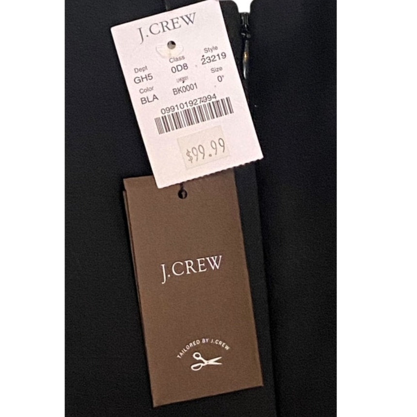 NWT ~ J.CREW Black Low Cut Pleated Sleeveless Lined Wool Dress ~ Women's Size 0