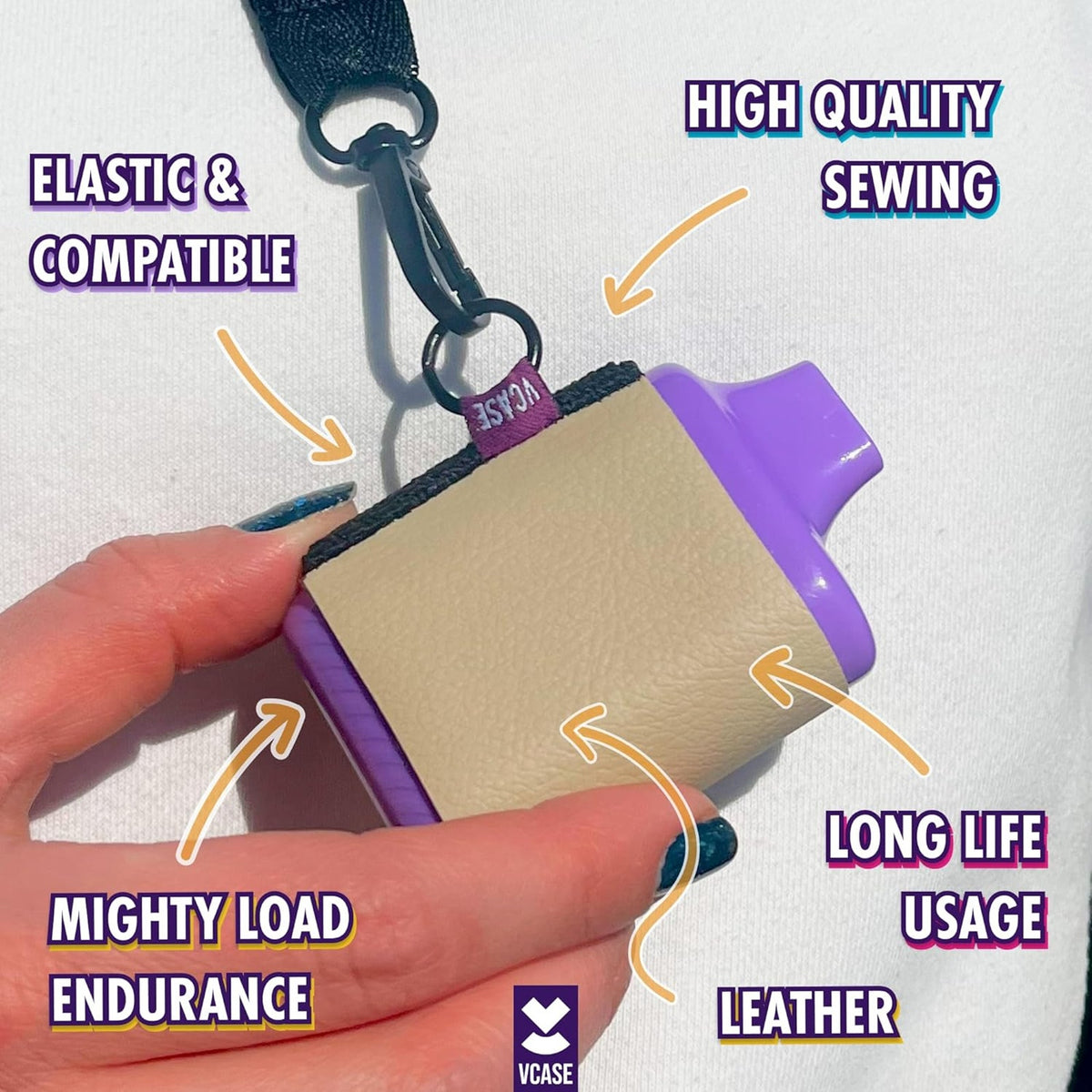 NWT ~ Vape Holder & Lanyard ~ Strong Elastic E Cigarette ~ Beige & Black