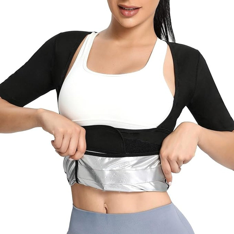 NWT ~ Women's Compression Workout Muscle T-Shirt Sauna Vest Sweat Top ~ MEDIUM
