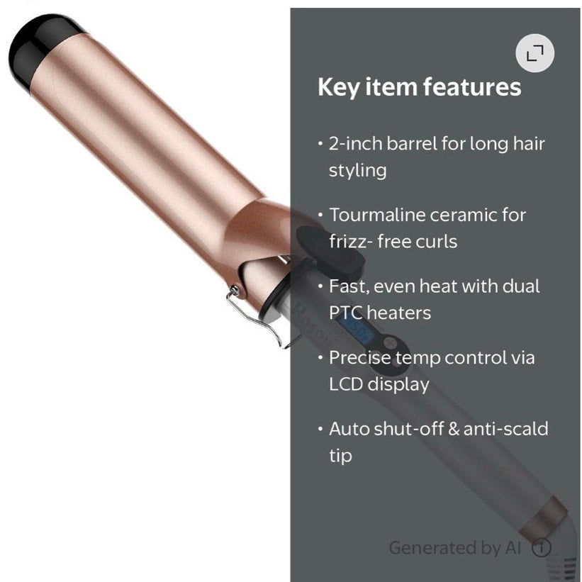 BRAND NEW ~ 2 Inch Large Barrel Dual Voltage LCD Display Curling Iron Wand