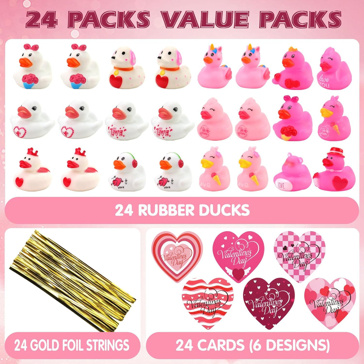NWT ~ 24 Rubber Ducks Pink White Unicorn Bear Dog Toy Party Gifts Classroom