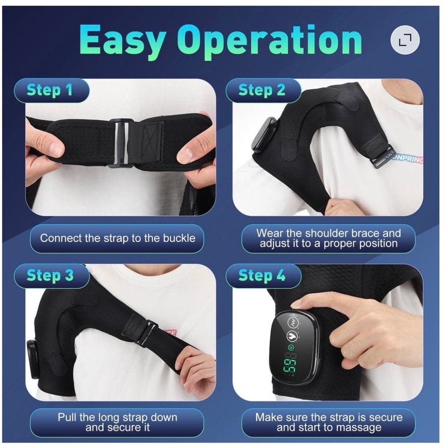 BRAND NEW ~ Heated Massager Shoulder Brace Wrap ~ 3 Heat & Vibration Settings
