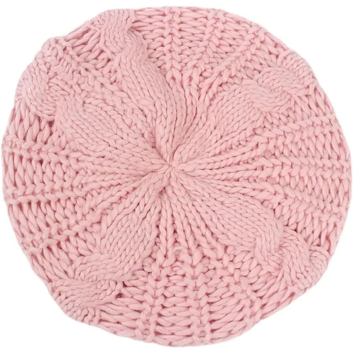 BRAND NEW ~ Pink Cable Knit Beret Hat ~ Winter Skullies & Beanies