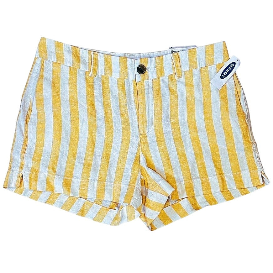 NWT ~ OLD NAVY Yellow & White Stripe Linen Everyday Shorts ~ Women's Size 2
