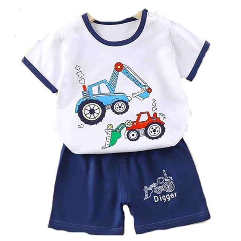 BRAND NEW ~ "Digger" Tractor Trucks 2pc Shorts & Top Outfit ~ Toddler Size 3T/4T