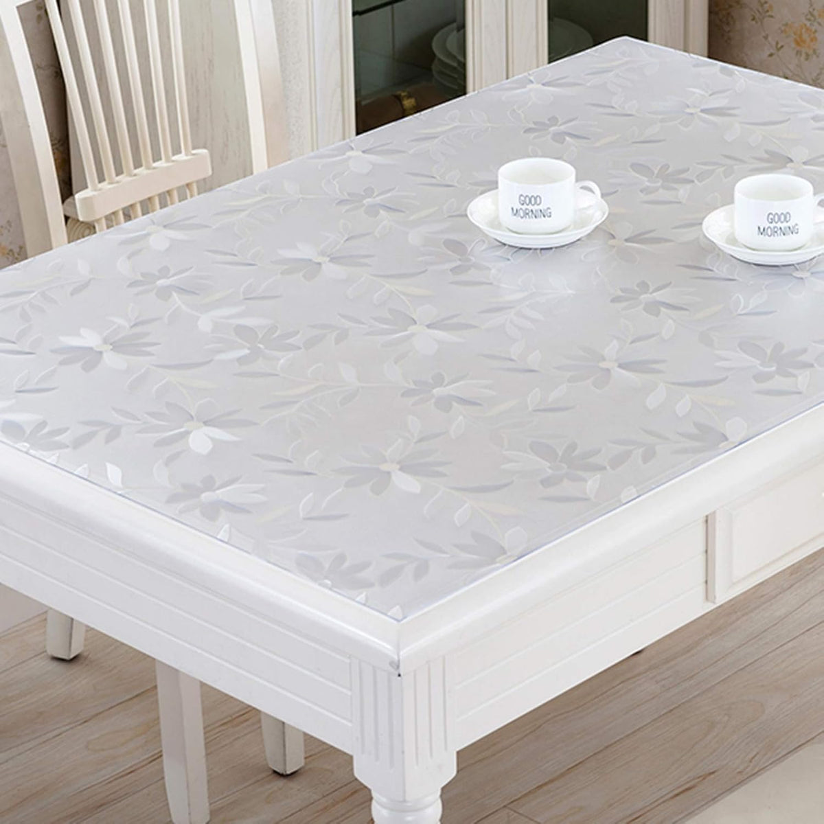 NWT ~ Transparent Waterproof Tablecloth Thick Clear Flowers Heat Resistant Vinyl