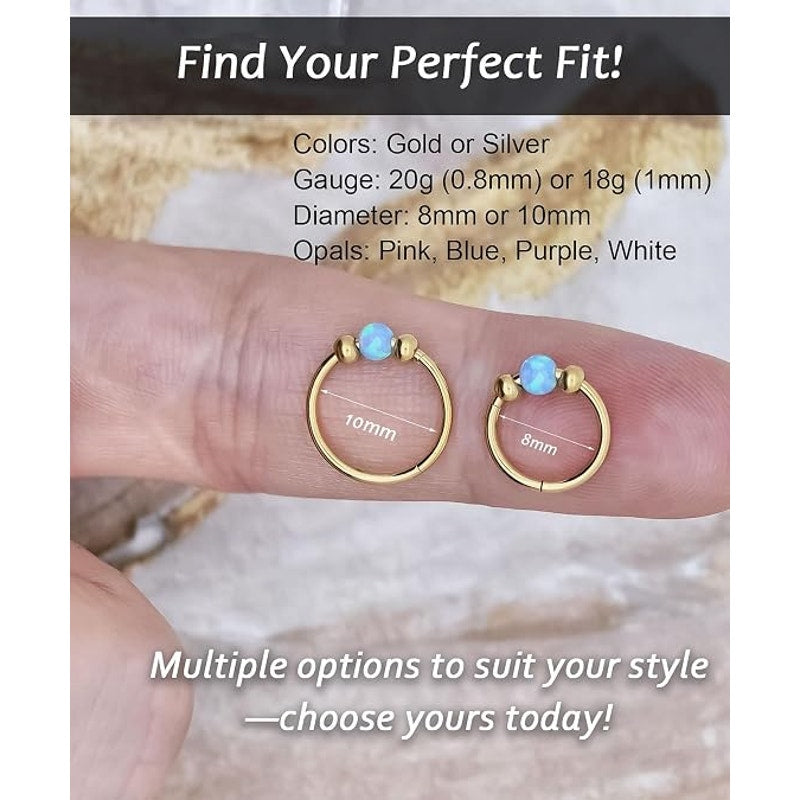 BRAND NEW ~ 4pcs Opal Nose Ring Piercing Jewelry Set with 1 hoop & 3 CZ studs