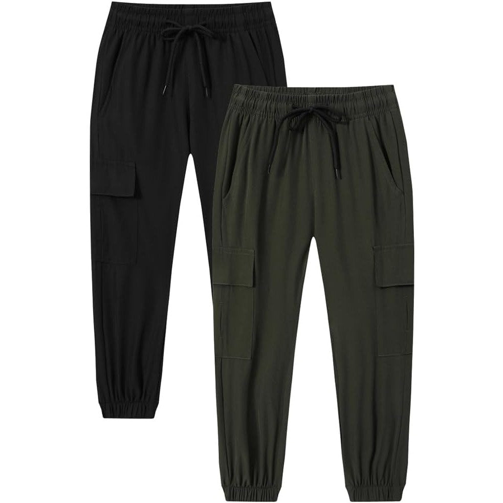 NWT ~ Set/ 2 Black & Army Green Drawstring Cotton Cargo Pants ~ Men's Size SMALL