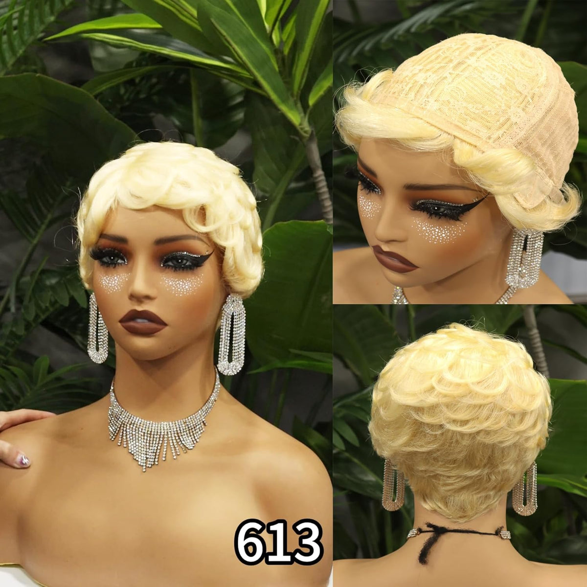 NWT ~ 4" Short Wavy Shaggy Blond Women's Wig & Wig Cap