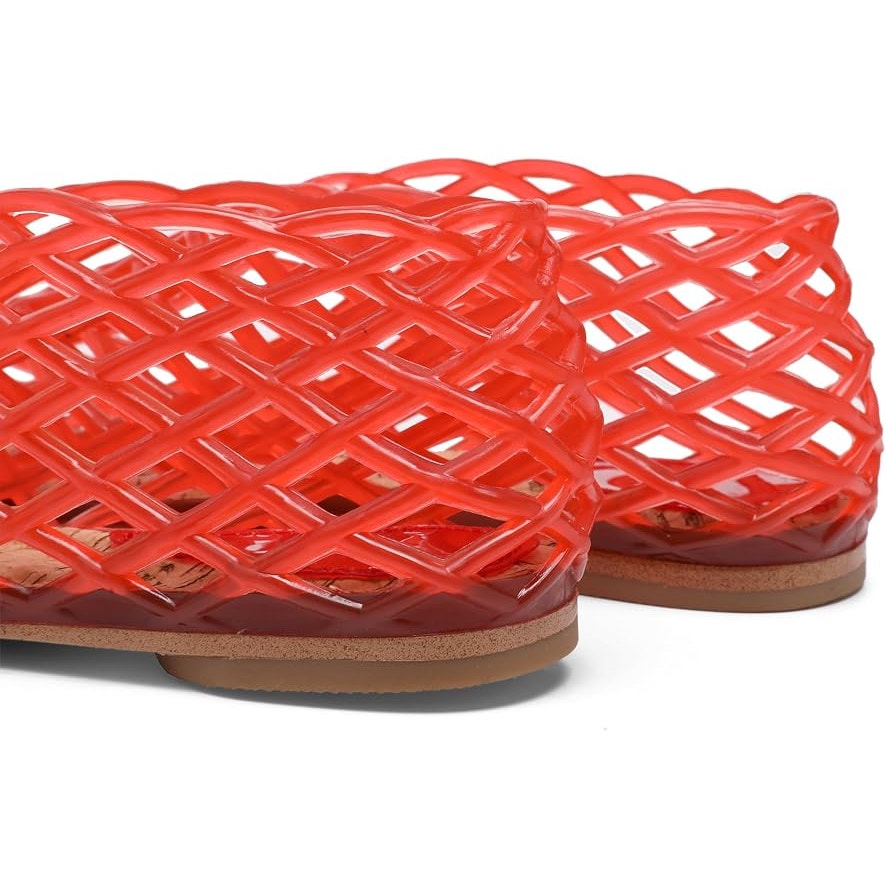 BRAND NEW ~ Red Jelly Mesh Flats Sandals Summer Beach Sandals ~ Women's 9 1/2