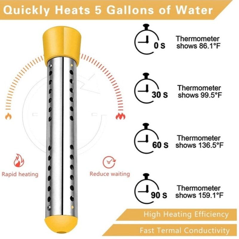 BRAND NEW ~ Yellow 2000W Immersion Portable Submersible Water Heater & Timer