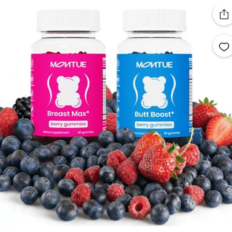 BRAND NEW ~ Montue Berry Flavor Workout Aid Breast Max Butt Boost ~ 120 Gummies