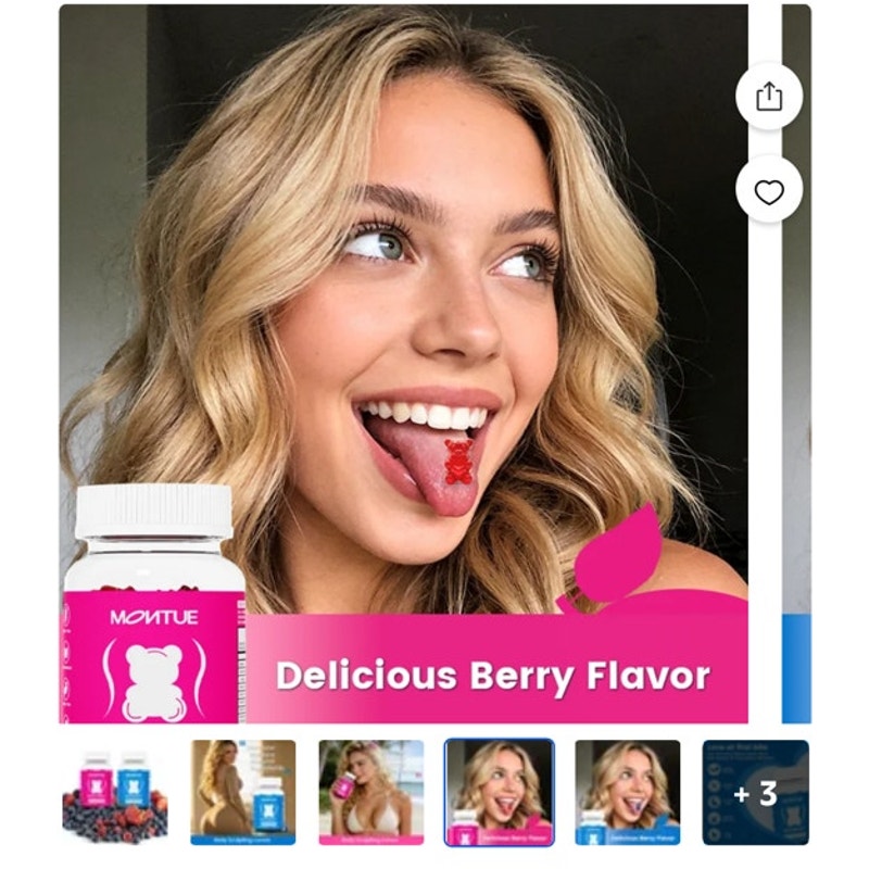 BRAND NEW ~ Montue Berry Flavor Workout Aid Breast Max Butt Boost ~ 120 Gummies