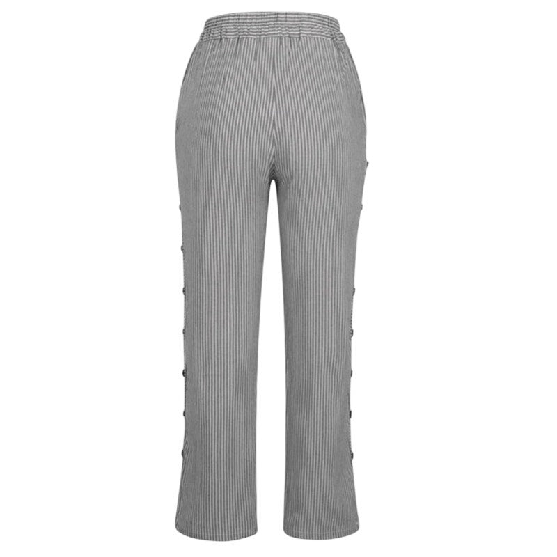 NWT ~ Women's Black Stripe Wide Leg Casual Loose Pockets Pants Trousers ~ LARGE
