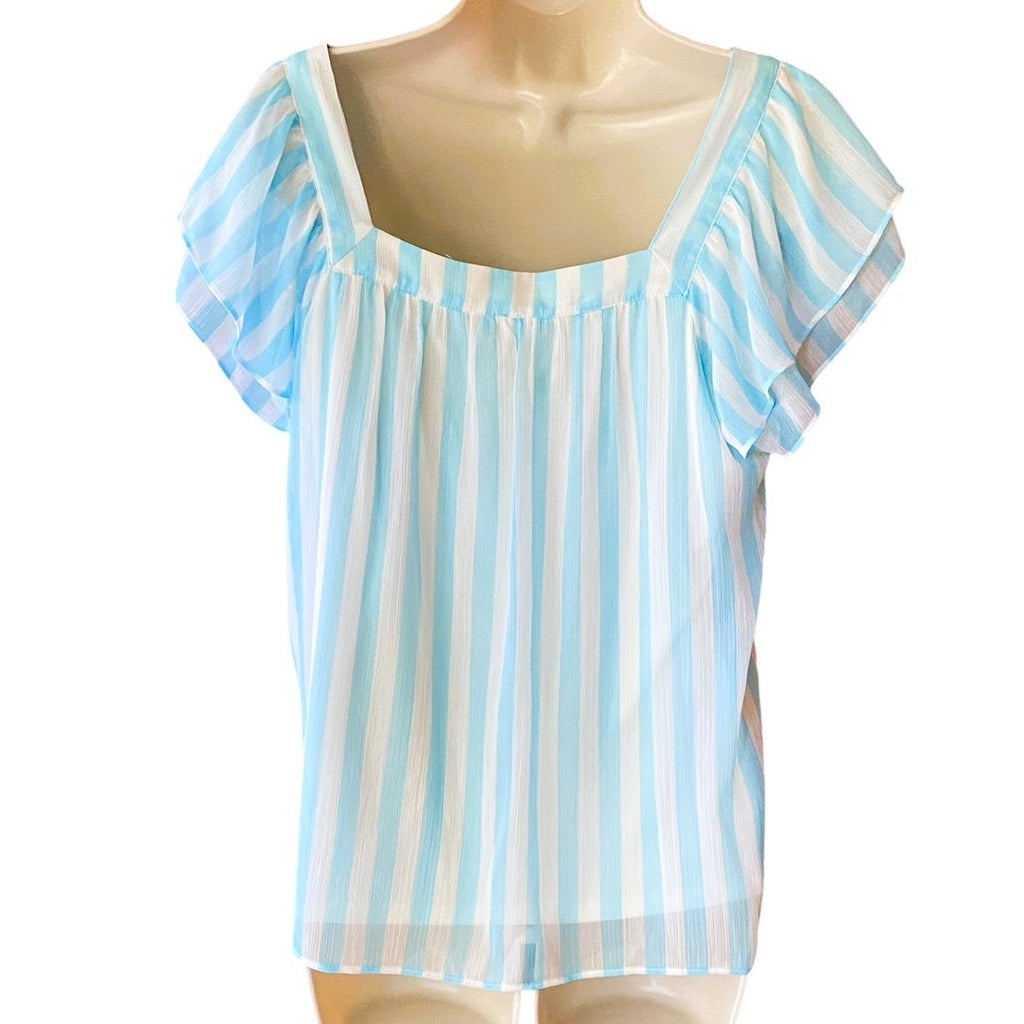 NWT ~ LAUREN CONRAD "Market Blooms" Ruffle Short Sleeve Blouse ~ Size SMALL