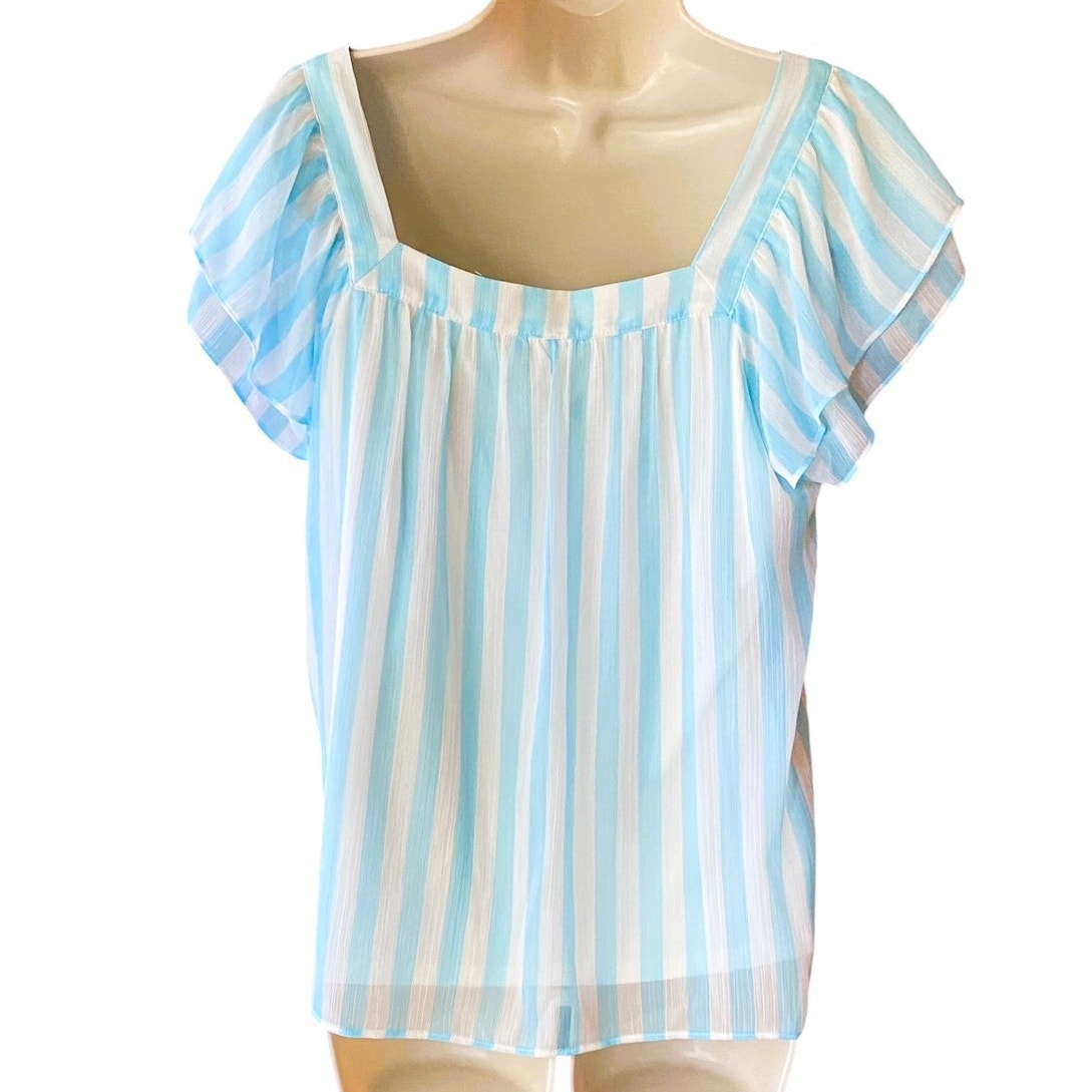 NWT ~ LAUREN CONRAD "Market Blooms" Ruffle Short Sleeve Blouse ~ Size SMALL