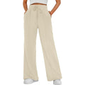 NWT ~ Women's Casual Tan Flare Leg Pockets Knit Drawstring Pull On Pants ~ MED.