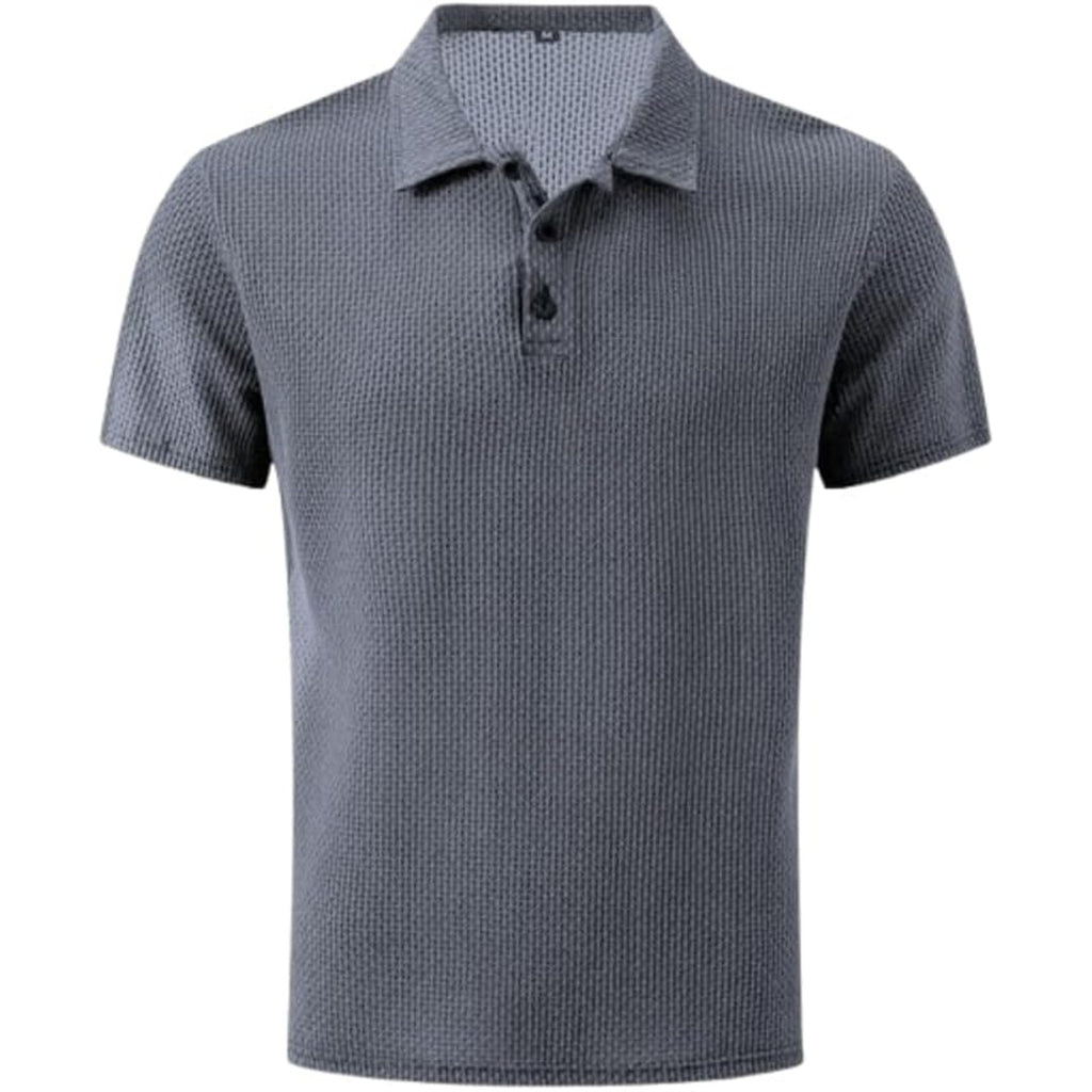 NWT ~ Men's GRAY Waffle Textured Breathable Quick Dry Silky Polo Shirt ~ SMALL