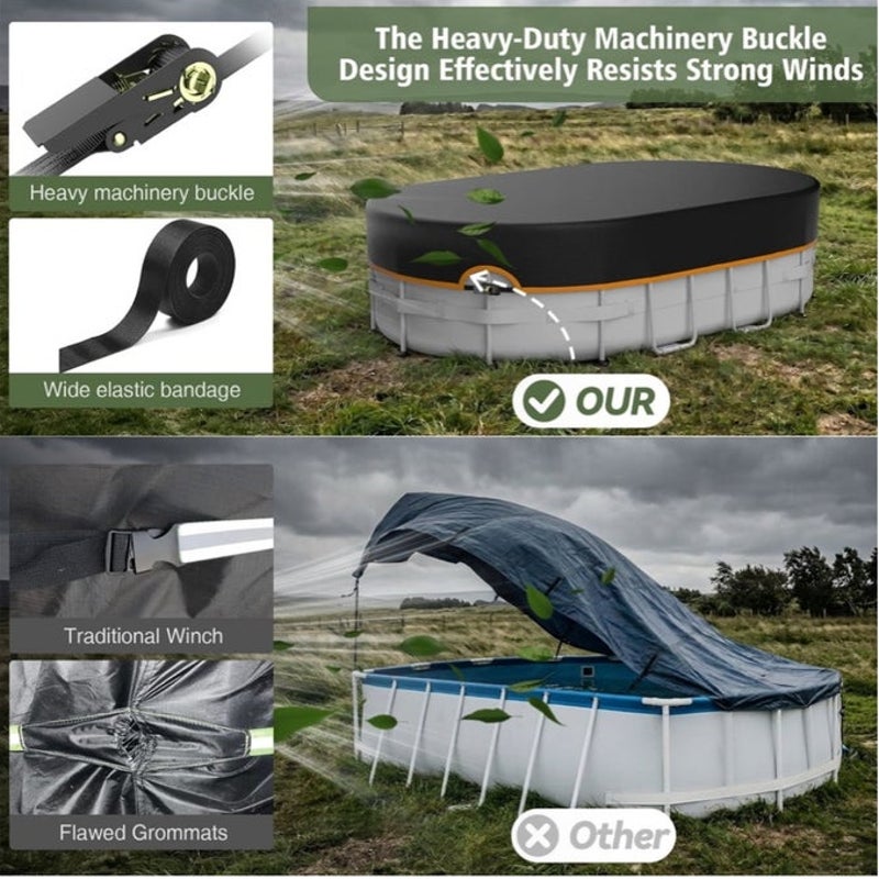 BRAND NEW ~ 12x20ft Waterproof & Dustproof Oval Above Ground Pool Cover & Winch