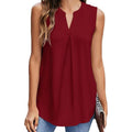 NWT ~ Women's Cranberry Red Sleeveless Summer V Neck Loose Casual Top ~ Size XL