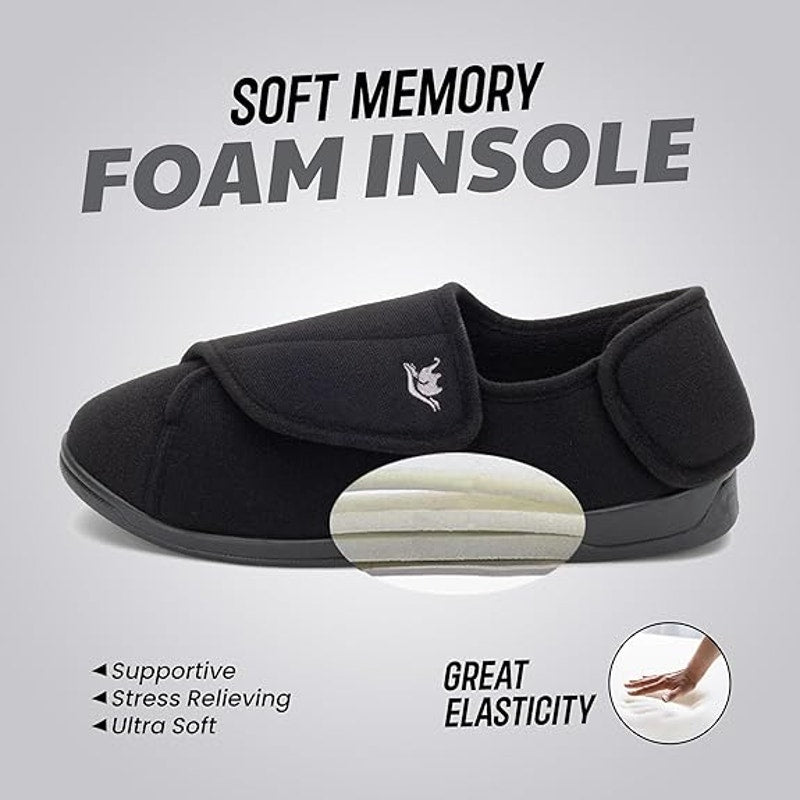 BRAND NEW ~ Women's Black Diabetic Non Slip Slippers Lymphedema House Shoes ~ 12