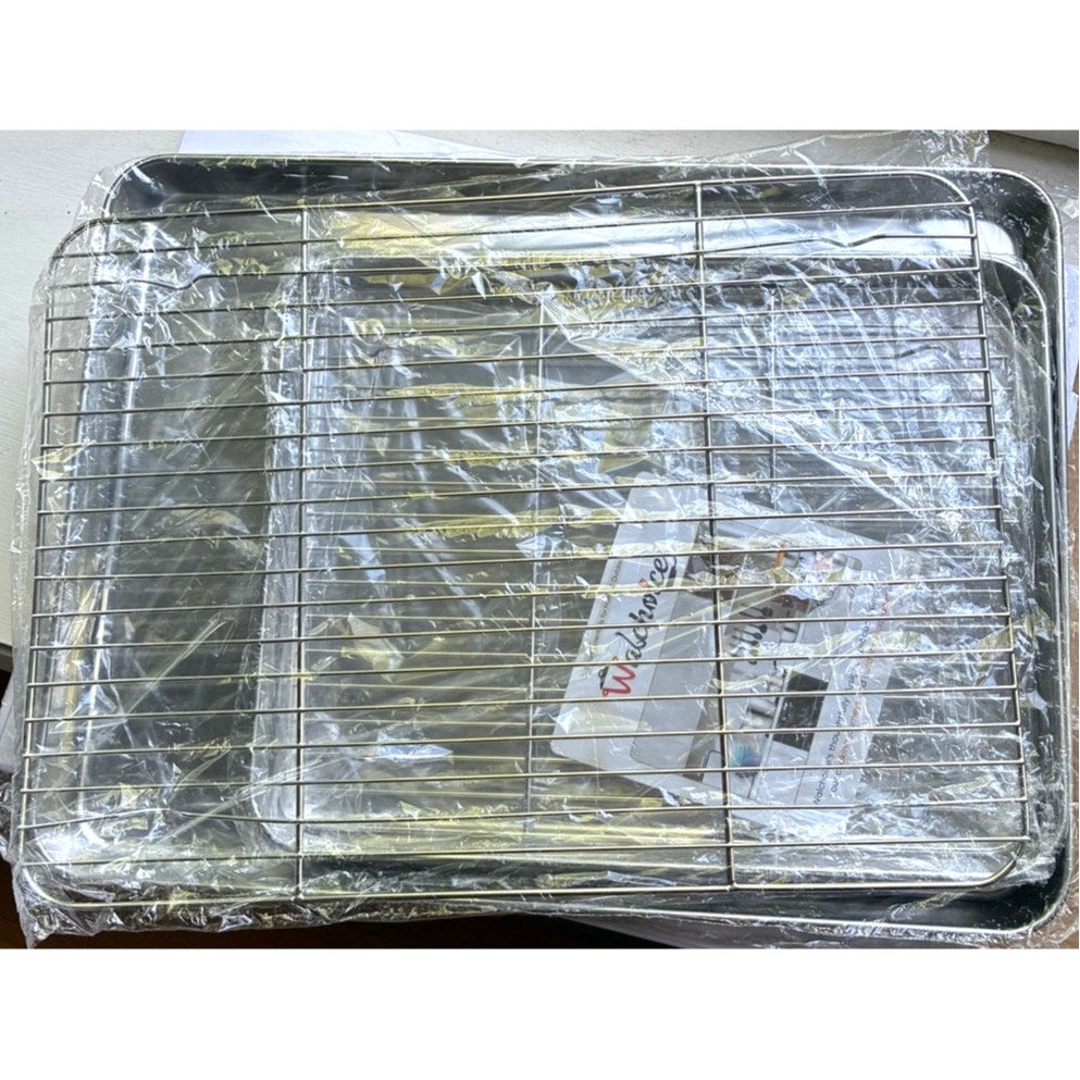 BRAND NEW ~ Set/4 Stainless Steel Baking Sheet Pans & Cooling Racks ~ 16" & 12"