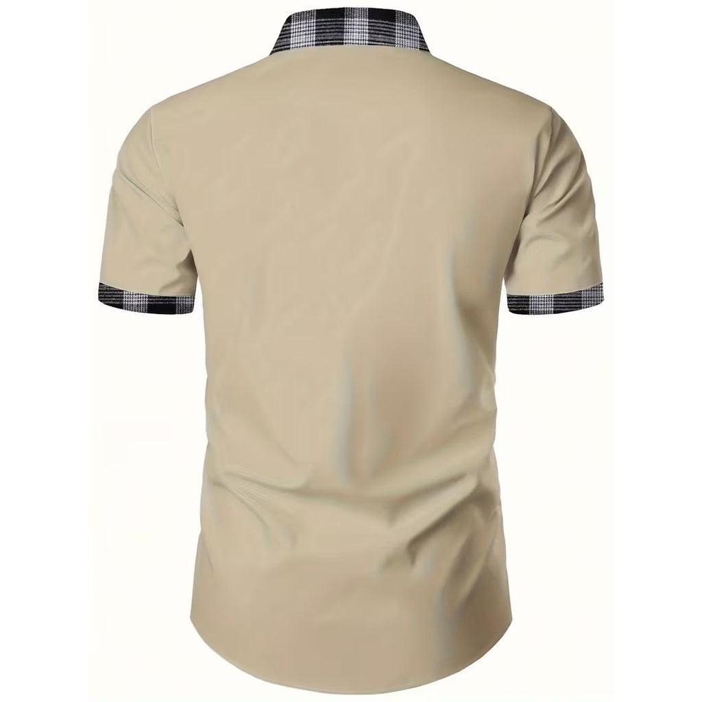 BRAND NEW ~ Men's Tan Casual Short Sleeve Summer Button Up Shirt ~ 3X