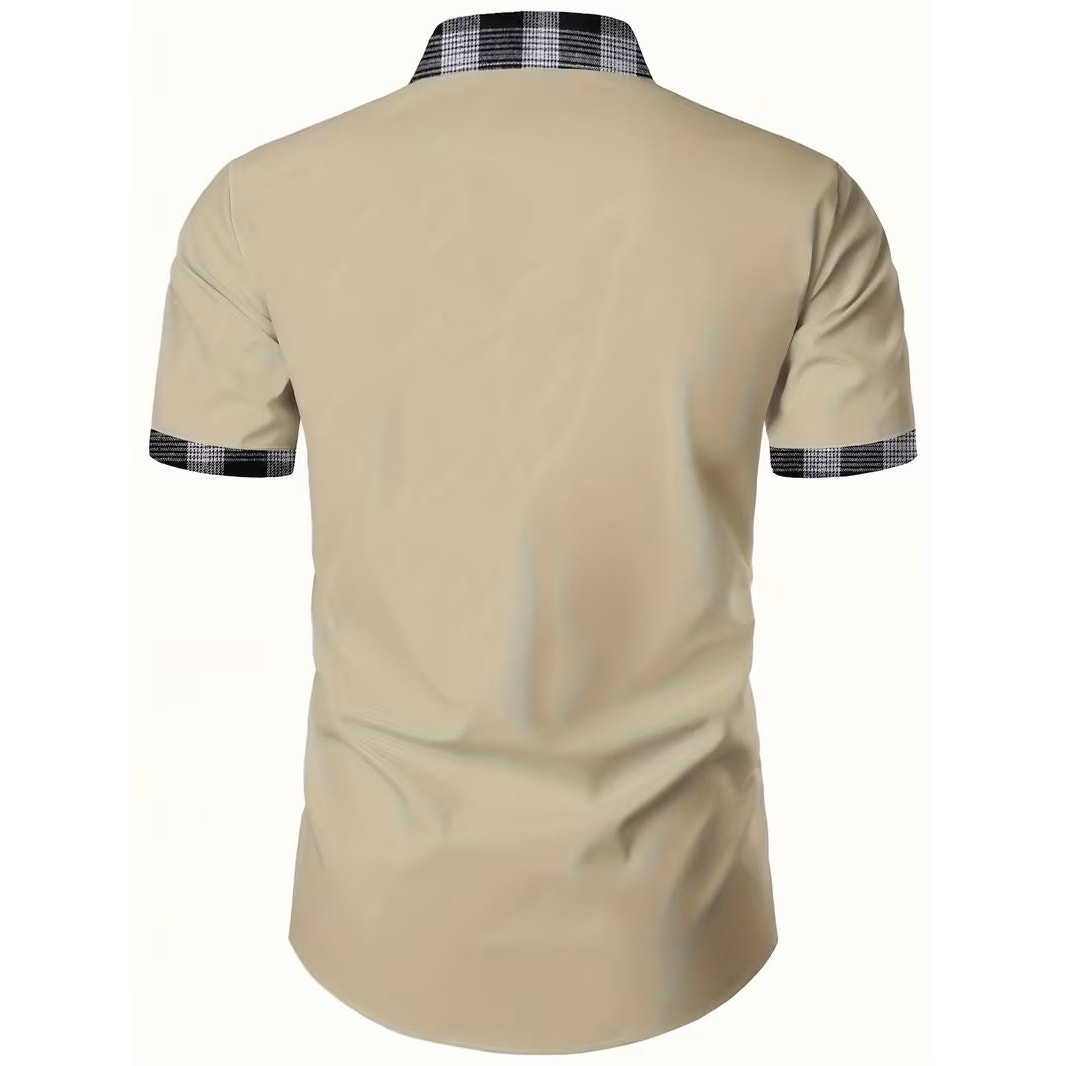 BRAND NEW ~ Men's Tan Casual Short Sleeve Summer Button Up Shirt ~ 3X