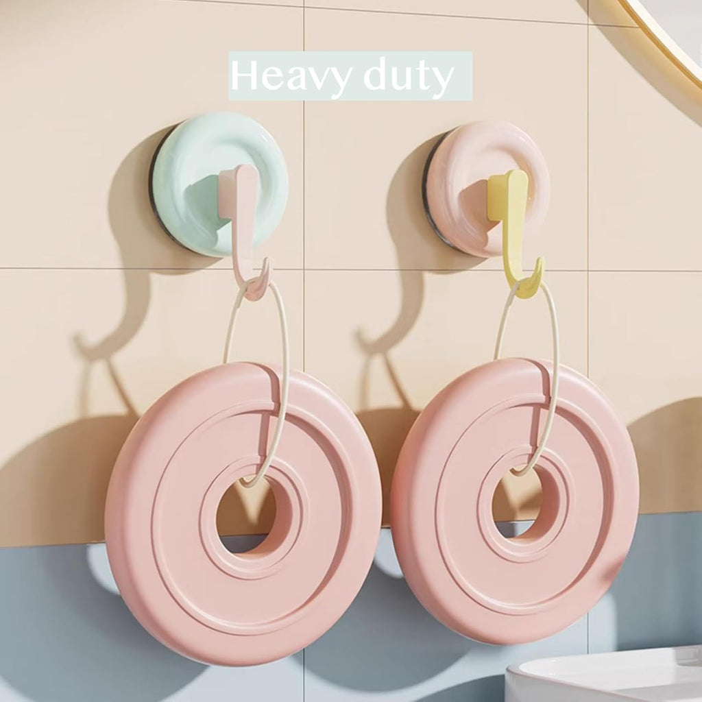 NWT ~ Set/4 Pastel Color Heavy Duty No-Drill Reusable Vacuum Suction Hooks