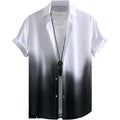 BRAND NEW ~ Men's White To Black Fade Casual Button Up Short Sleeve Shirt ~ XL