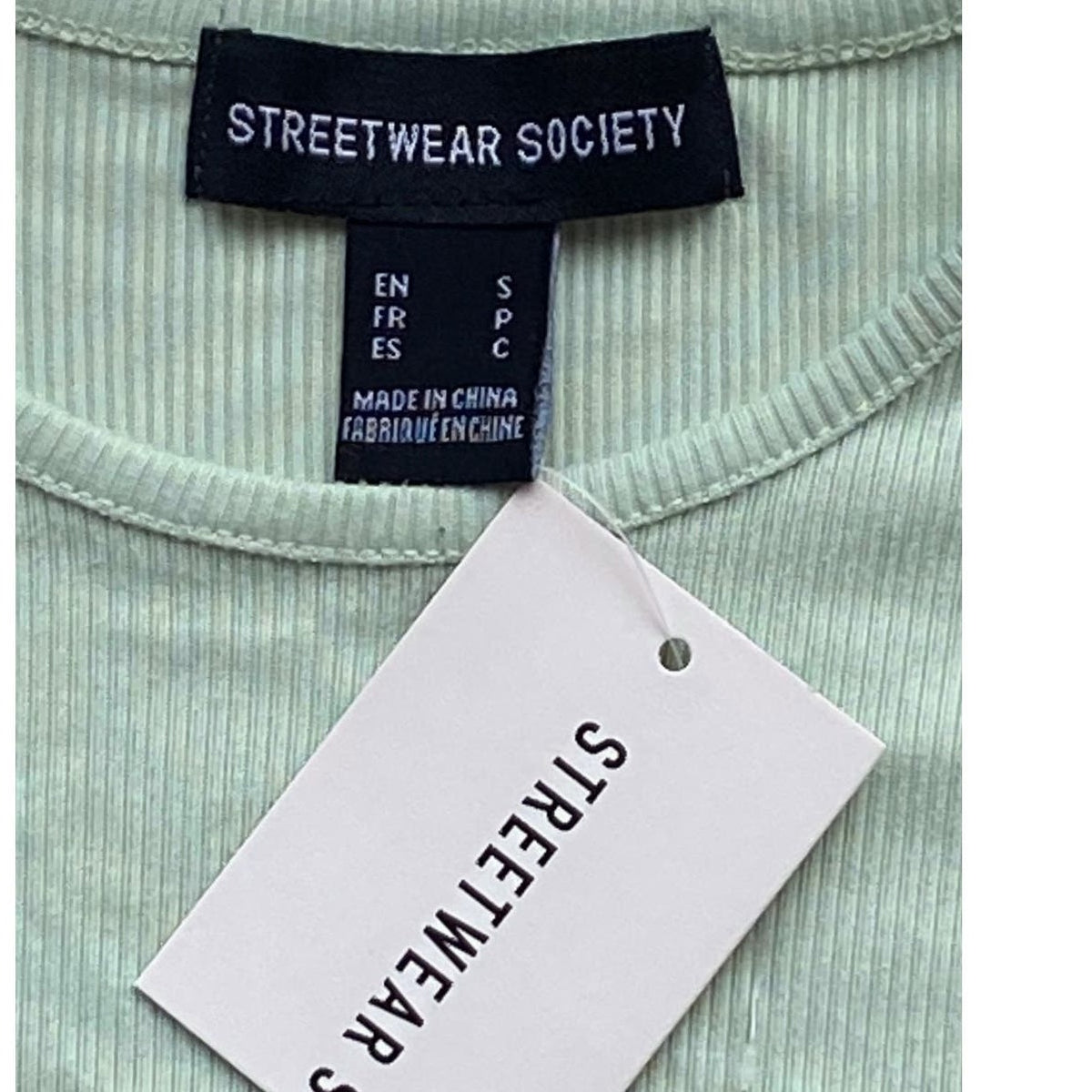 NWT ~ STREETWEAR SOCIETY Short Cropped Lime Green Ribbed Top ~ Women's SMALL
