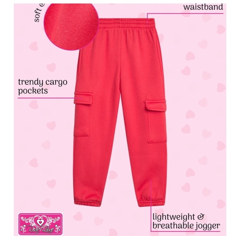 NWT ~ 4 Pairs Asst Colors Girls Sweatpants Soft Basic Fleece Cargo Joggers ~ 7/8