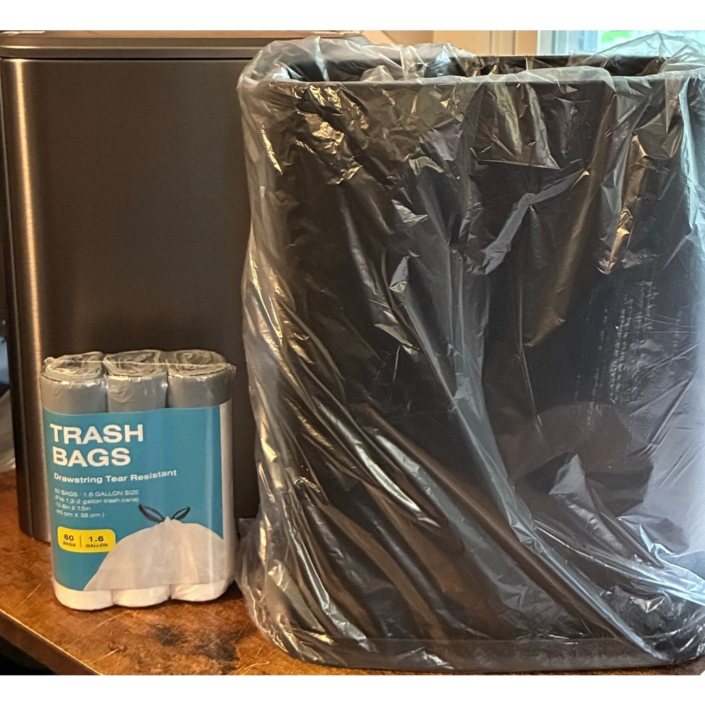 BRAND NEW ~ Silver 2.1Gal Stainless Steel Bathroom Trash Can Swing Lid & 60 Bags