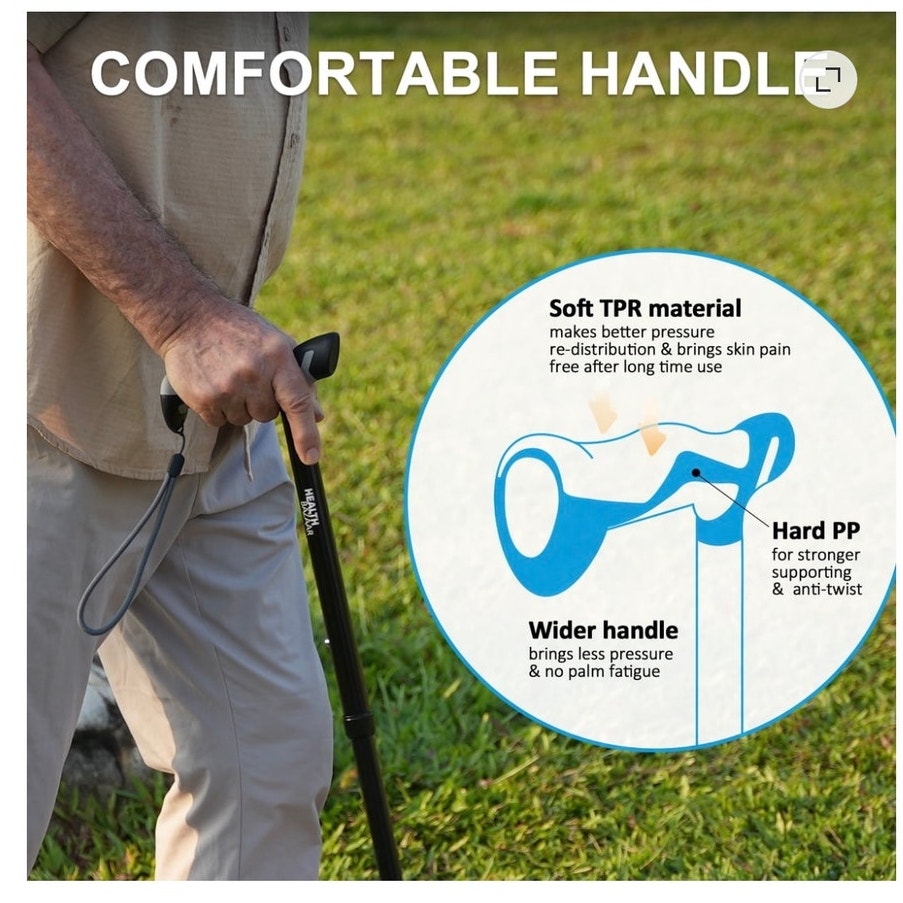 BRAND NEW ~ Foldable Black Adjustable All Terrain Walking Stick Cane