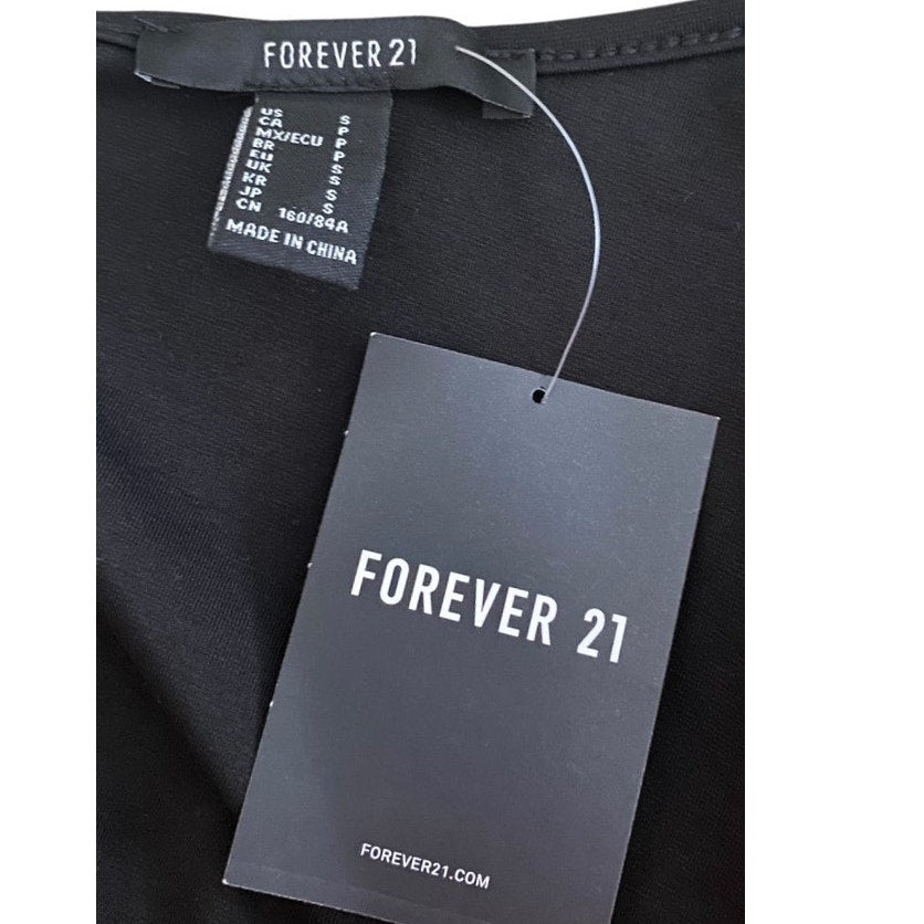 NWT ~ FOREVER 21 Black Cutout 1 Shoulder Bare Midriff Evening Dress ~ SMALL