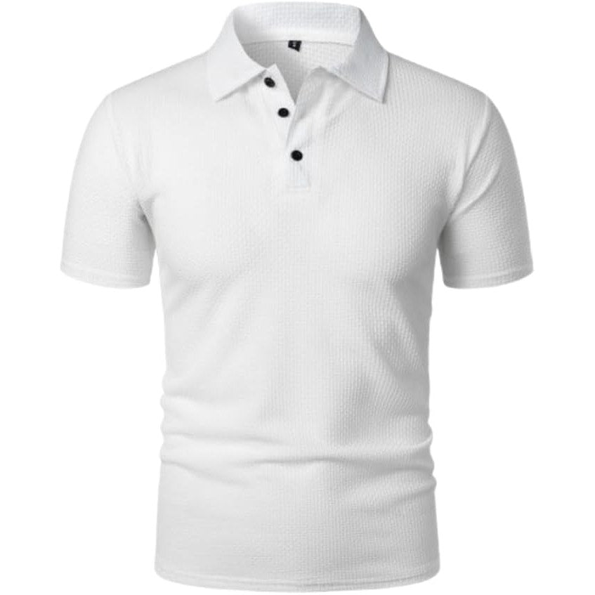 NWT ~ Men's WHITE Waffle Textured Breathable Quick Dry Silky Polo Shirt ~ XXL