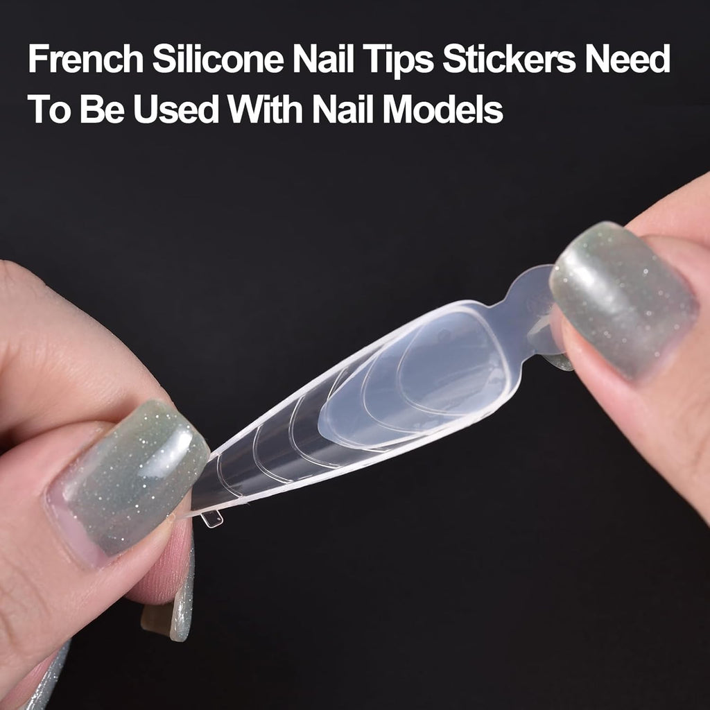 BRAND NEW ~ 216pcs 5 Shapes Nail Tips Stickers Reusable Silicone Gel Extension