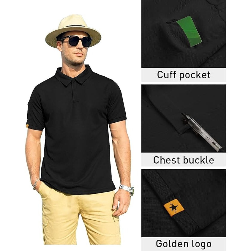 NWT ~ Men's Black Breathable Moisture Wicking Golf Polo Shirt ~ Size XL