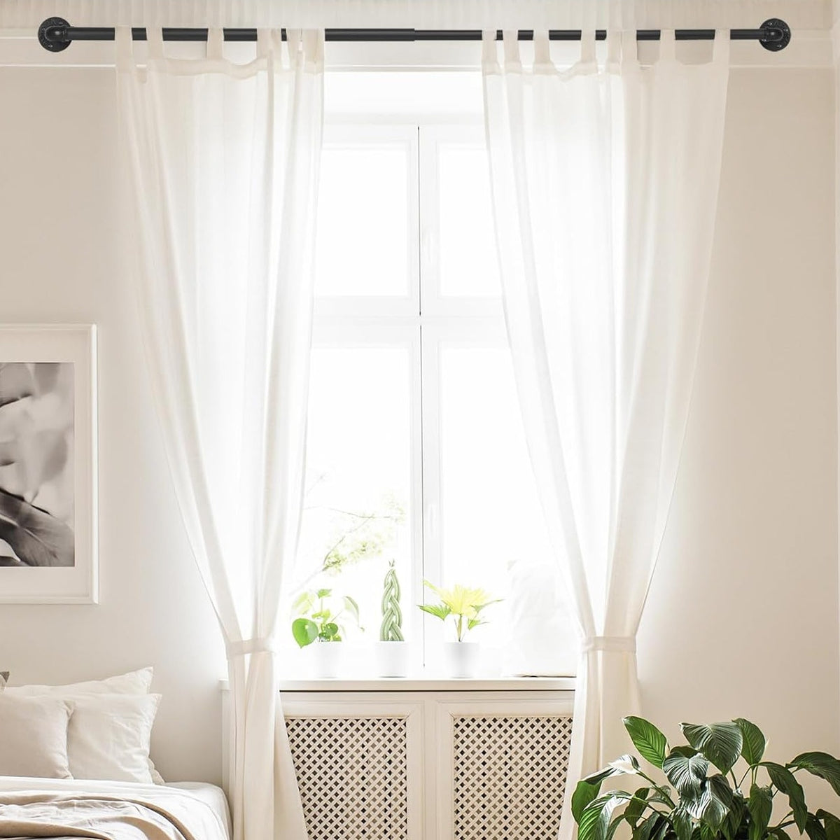 BRAND NEW ~ Modern Farmhouse Industrial Black Pipe Curtain Rod ~ 48" - 86"
