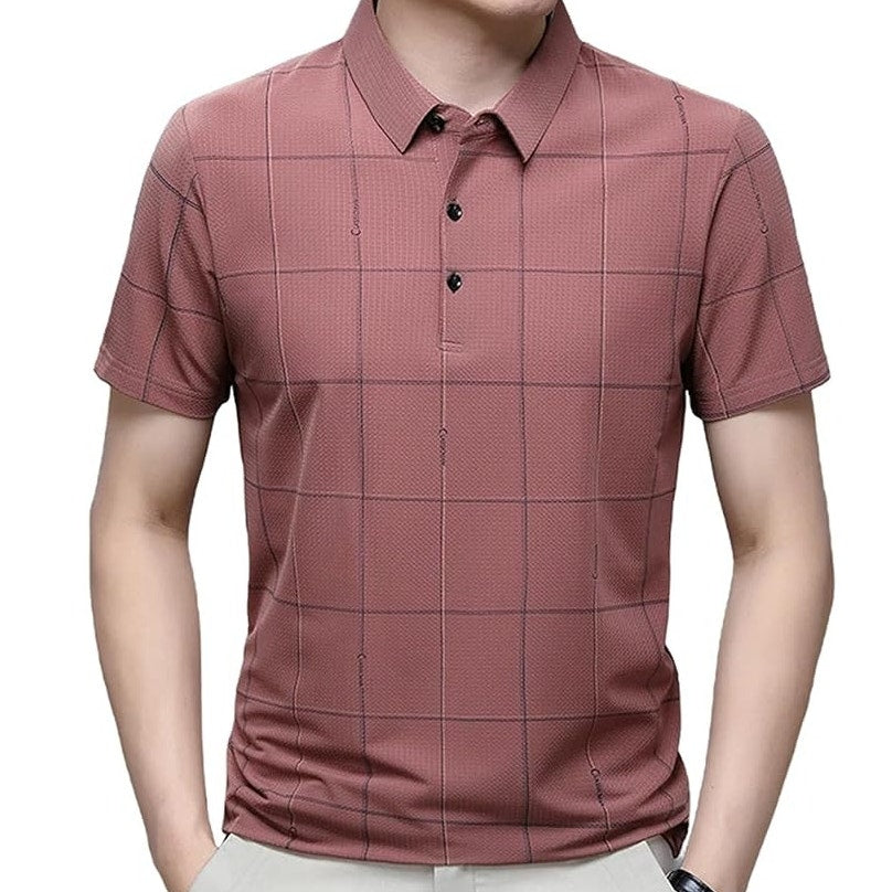 NWT ~ Men's Rust Plaid Silky Soft Short Sleeve Polo Golf Shirt ~ Size MEDIUM