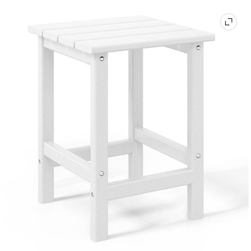BRAND NEW ~ White Outdoor All Weather Poly Lumber Adirondack Square End Table