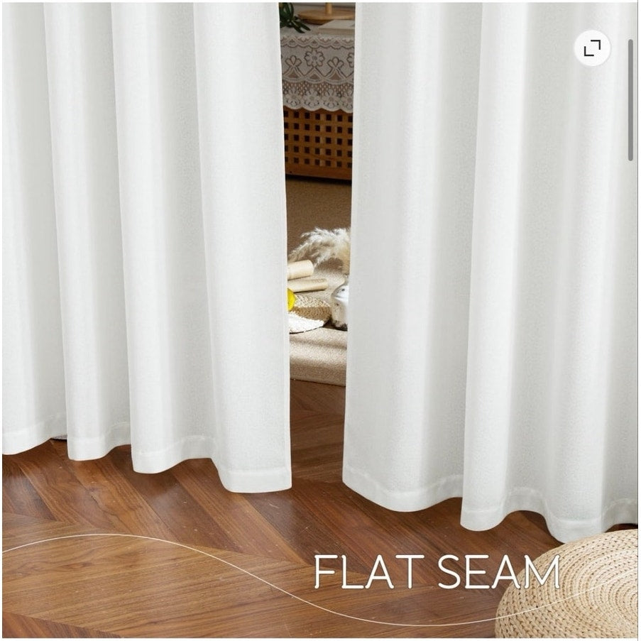 BRAND NEW ~ White Faux Linen Semi Sheer Light Filtering Curtains ~ 52" x 96"