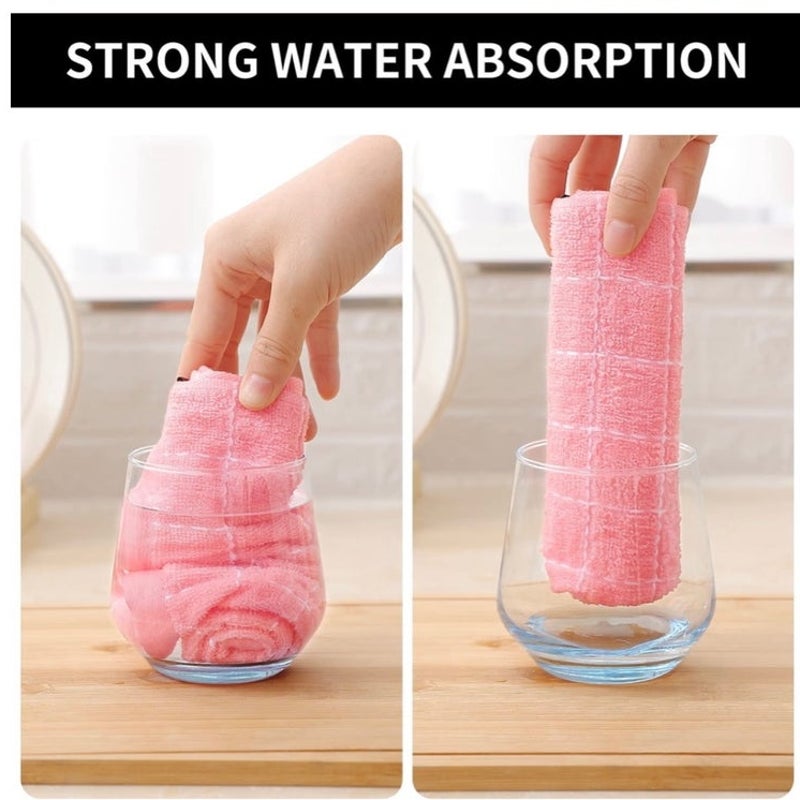 BRAND NEW ~ Set/4 Pink Checked 100% Cotton Soft Terry Cloth Kitchen Dish Towels