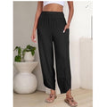 NWT ~ Women's Black Summer Casual Wide Leg Split Hem Palazzo Pants ~ Ladies MED