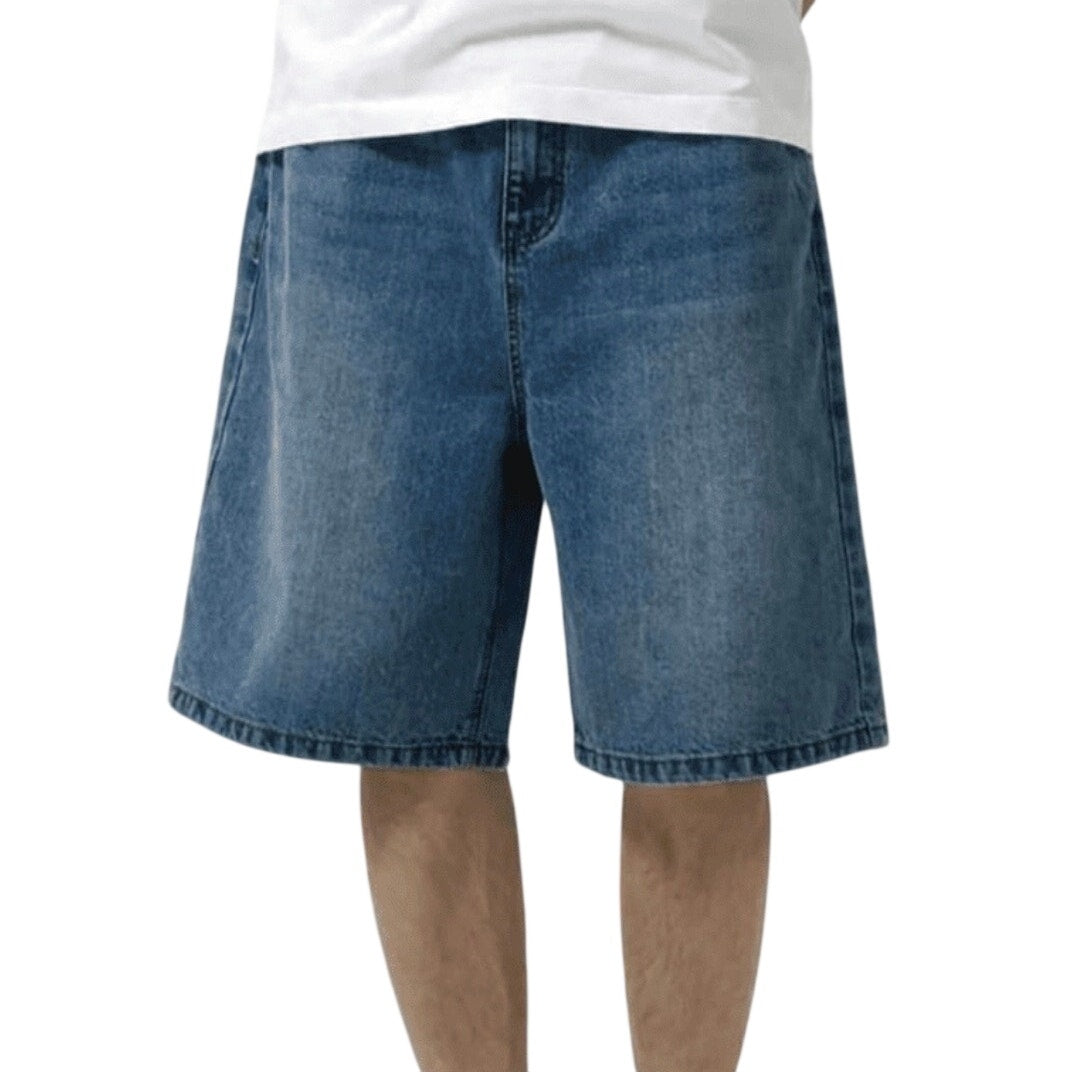 NWT ~ Men's Dark Blue Baggy Loose Fit Wide Leg Y2K Casual Denim Shorts ~ 36