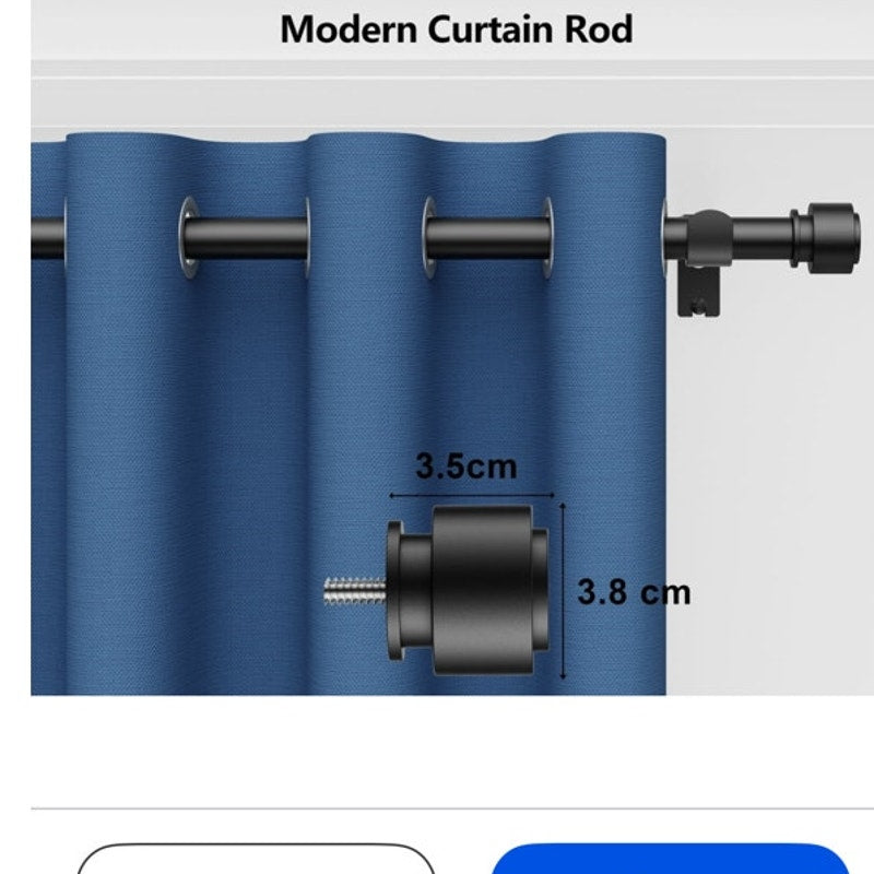 BRAND NEW ~ Matte Black Curtain Rod 32 3/4" - 44 3/4" & Brackets