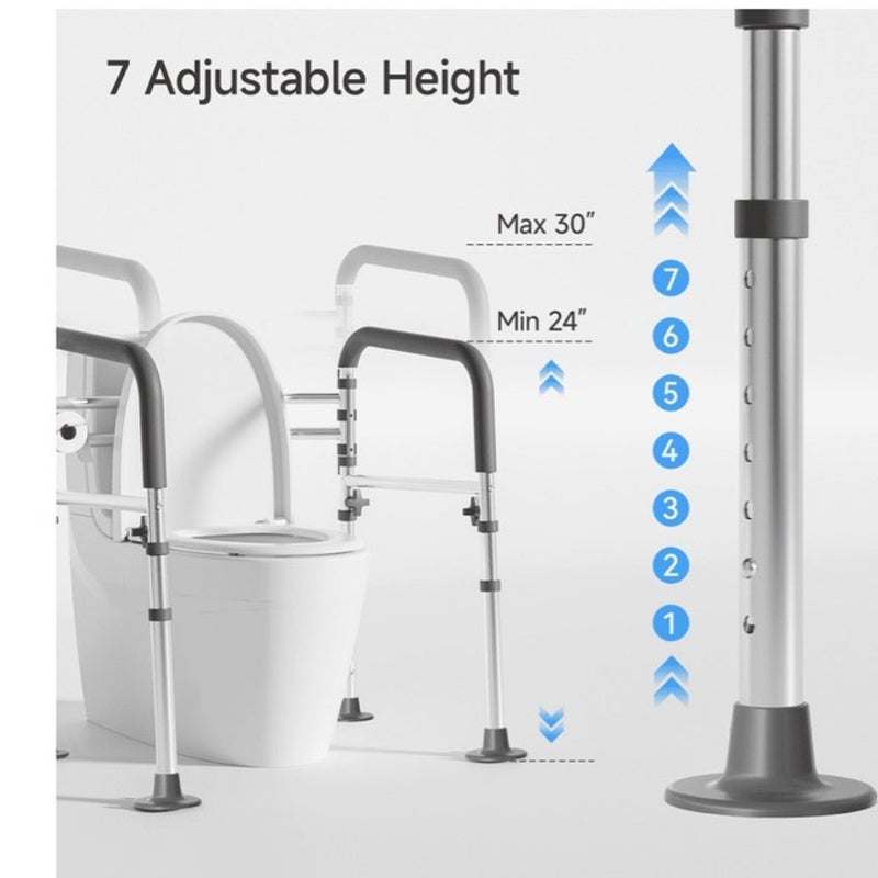 BRAND NEW ~ Adjustable Foldable Toilet Safety Rail Frame with Handles 350 limit